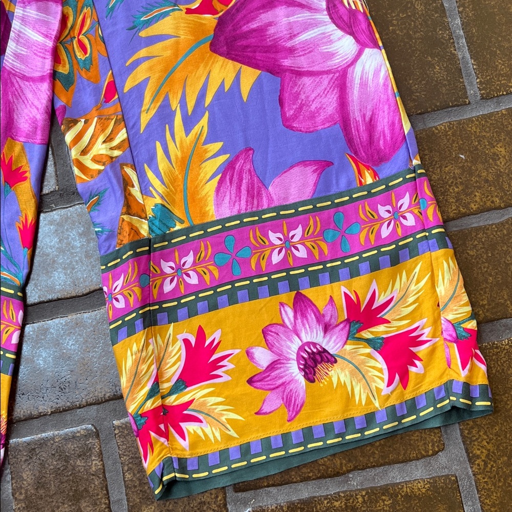 RACHEL Rachel Roy Multicolor Tropical High Rise Cropped Wide Leg Palazzo Pant - Picture 7 of 14